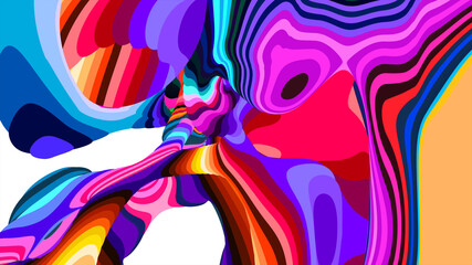 Vibrant Abstract Digital Art with Colorful Fluid Shapes