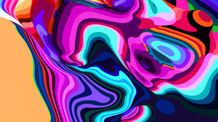 Colorful abstract wavy pattern with vibrant psychedelic design