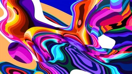 Vibrant Abstract Colorful Waves in Dynamic Fluid Art Style