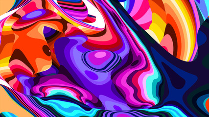 Vibrant Abstract Colorful Wave Pattern with Dynamic Swirls