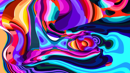 Vibrant Abstract Colorful Swirl Pattern with Bold Shapes