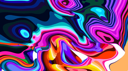 Vibrant Abstract Colorful Swirl Pattern with Bold Waves and Curves