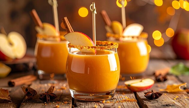 Caramel Apple Autumn Shot. Cocktail Professional Shot