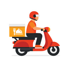 Food Delivery Rider on Red Scooter