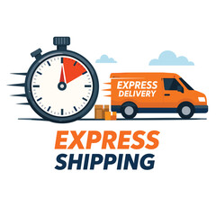 Fast Delivery Service with Stopwatch and Van
