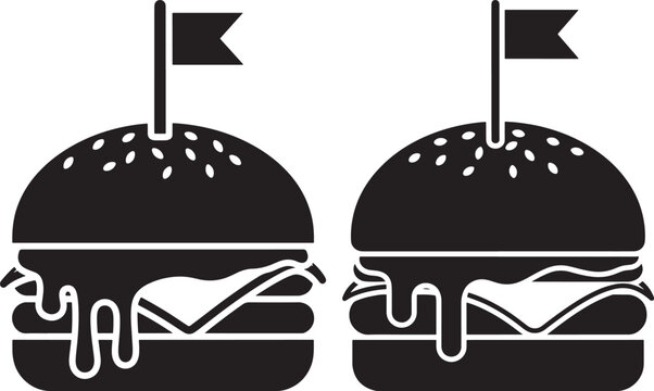 Hamburger with cheese and flag