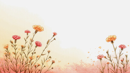 legant wedding invitation card background . Minimal hand painted watercolor Carnation flowers texture template background. Design for wedding, vip cover, poster, rsvp moderncard. Valentine's Day