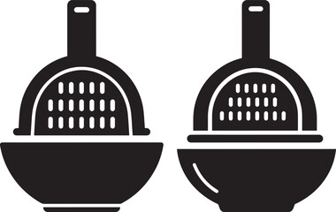 Strainer and bowl black and white