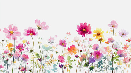 Elegant wedding invitation card background . Minimal hand painted watercolor Cosmosflowers texture template background. Design for wedding, vip cover, poster, rsvp moderncard. Valentine's Day