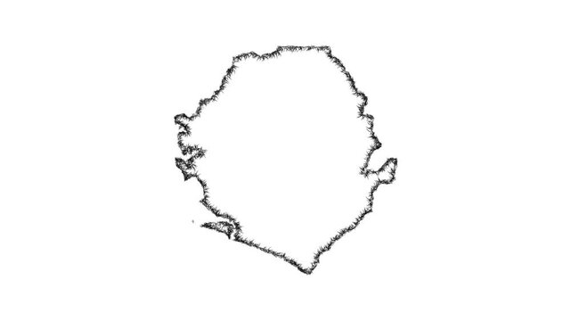 Sketch Sierra Leone outline map animation - smooth progressive reveal