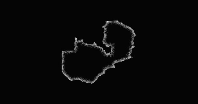 Sketch Zambia outline map animation - smooth progressive reveal