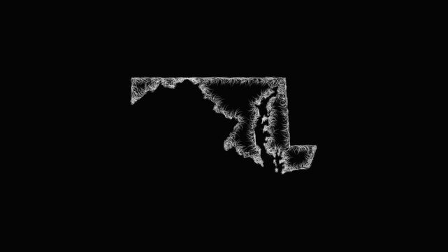 Sketch Maryland outline map animation - smooth progressive reveal