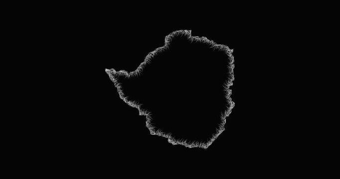 Sketch Zimbabwe outline map animation - smooth progressive reveal