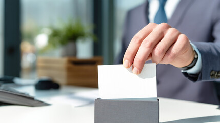 メモ帳を取り出すスーツ姿のビジネスマンの手元
