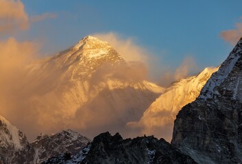 Mount Everest evening sunset Nepal Himalaya mountain