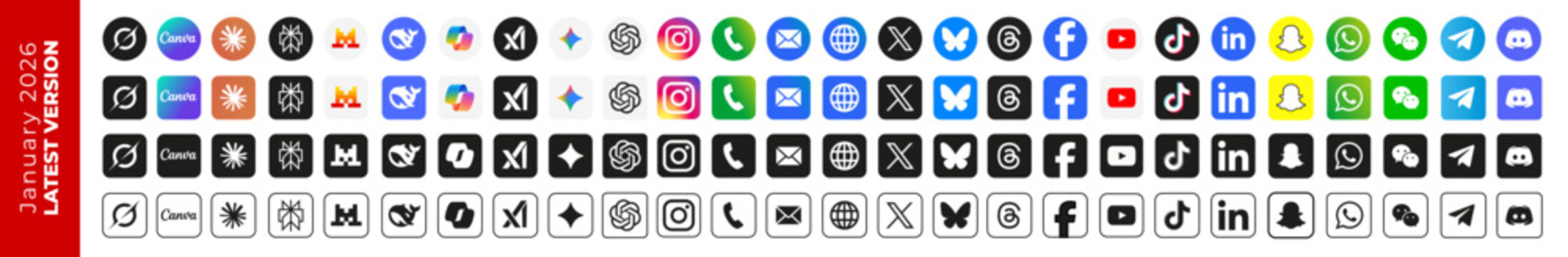 Social media & AI Icons Last version January 2026