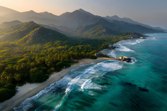 aerial view of Tayrona national park /Vista aerea del paque Nacional Tayrona