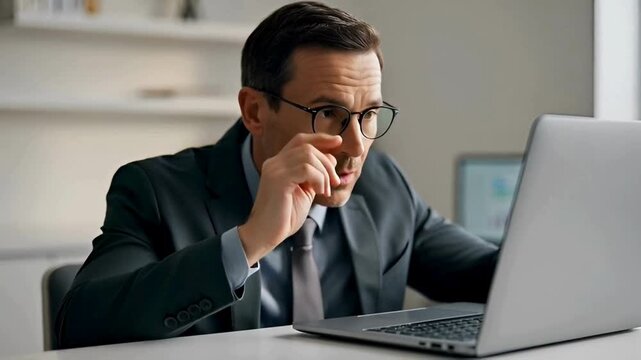 An exhausted businessman faces the strains of long hours in front of a computer, capturing the essence of modern work's impact on one's well-being.