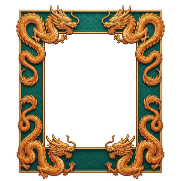 Ornate dragon border centered composition