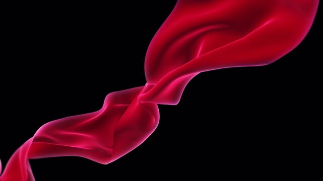 Red Luxury Silk Fabric Flowing Animation with Alpha Channel - Elegant Satin Cloth Wave Logo Reveal Overlay Motion Graphics Asset