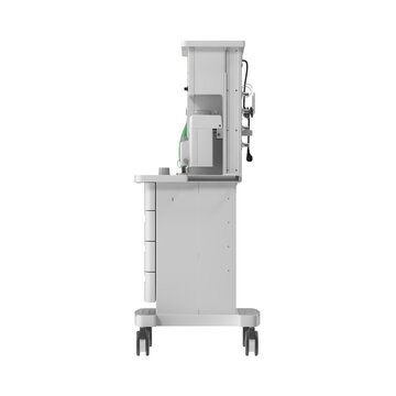 Modern anesthesia workstation side view on a white background