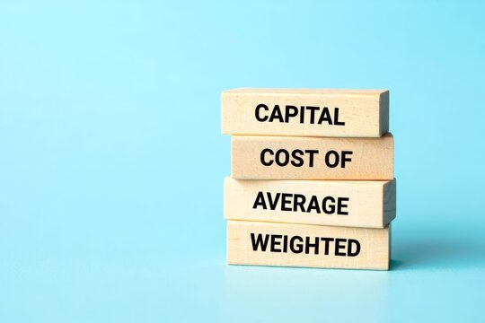 Stacked wooden blocks with text WEIGHTED AVERAGE COST OF CAPITAL (WACC).