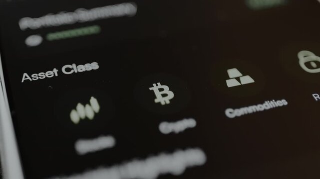 Person taps the Crypto type of investment within a financial app interface