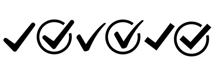 Check mark icon set, tick mark sign, approved, correct, tested, verified, like, check mark icon vector 
