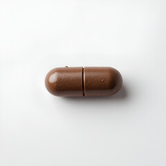 Isolated chocolate pill on a white background