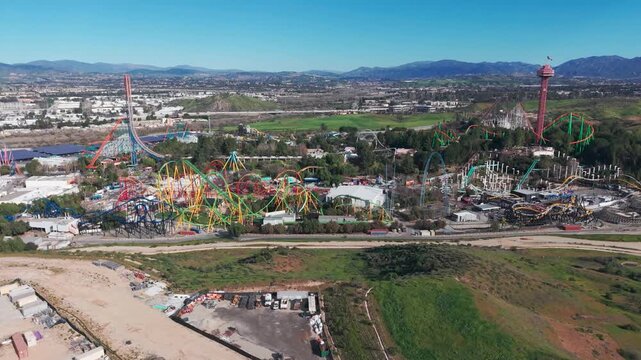 Aerial shot of amusement park