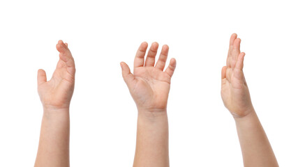 Obraz premium Kids showing hands on white background, closeup