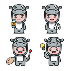 Cute kids wearing cute hippo costumes.