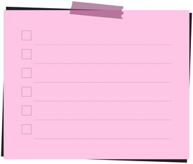 Pastel Pink Checklist Note with Blank Boxes