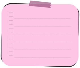 Pink Sticky Note Checklist with Empty Checkboxes