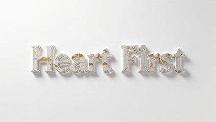 Heart First Marble and Gold Inscription