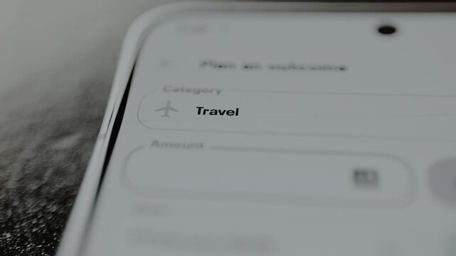 Planning the expense sum for Travel within the financial management application