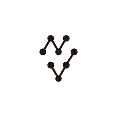 Letter N and v molecules, heart geometric symbol simple logo vector