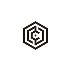 Letter O, N and c hexagon geometric symbol simple logo vector