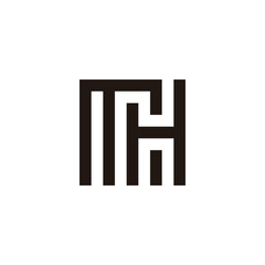 Letter M and H square, combination geometric symbol simple logo vector