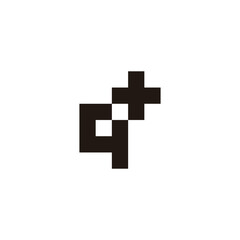 Fototapeta premium Letter q plus, square, outline geometric symbol simple logo vector