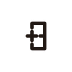 Fototapeta premium Number 3 plus, square curve geometric symbol simple logo vector