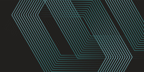 Glowing turqoise linee hexagon geometric dark background © Rayyan