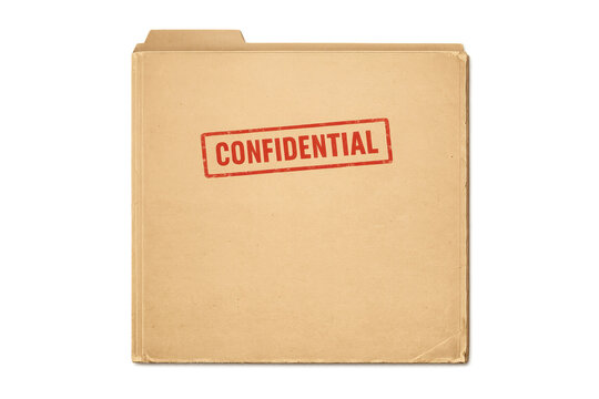 Manila folder with a red confidential stamp