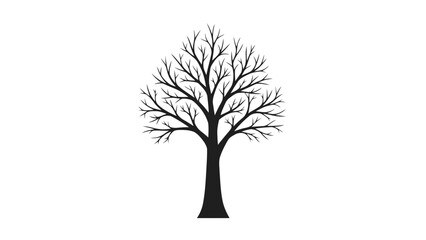 Fototapeta premium Vector illustration&nbsp;of silhouette of a bare deciduous tree with intricate branches, on a transparent background