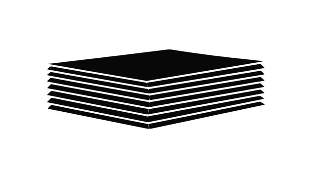 Vector illustration&nbsp;of stack of paper sheets icon, pile of documents or cards, simple black silhouette graphic on a transparent background
