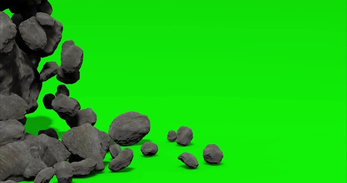 Exploding rock wall green screen vfx element