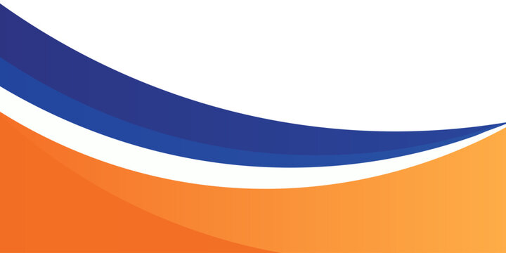 Abstract blue and orange business banner background with dynamic waves composition. Flat vector illustration