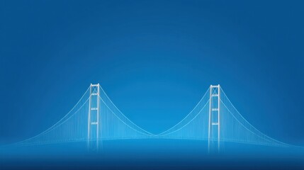 Fototapeta premium Minimalistic bridge design with clear blue background showcasing structural elegance and engineering excellence in modern architecture and transportation infrastructure