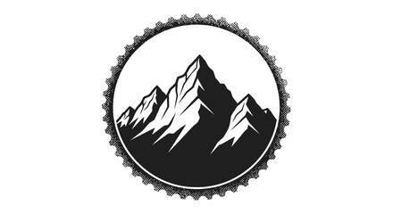 Obraz premium Mountain peaks in a circular emblem design.