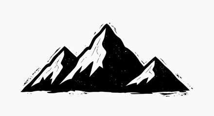 Stylized Black and White Mountain Range Illustration.